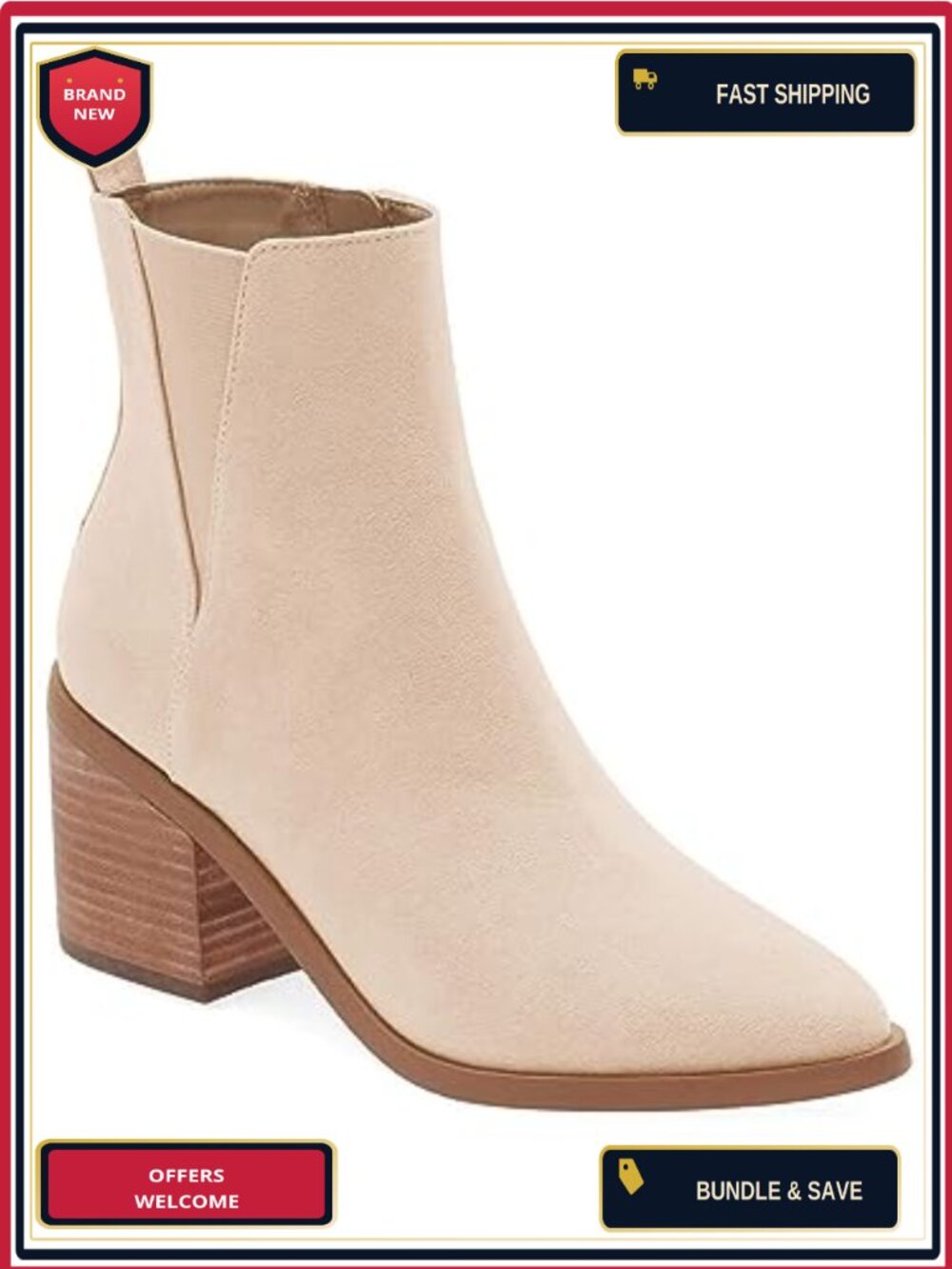 Women's Pointed Toe Ankle Booties Chunky Block Heel Side Zipper Chelsea Boots